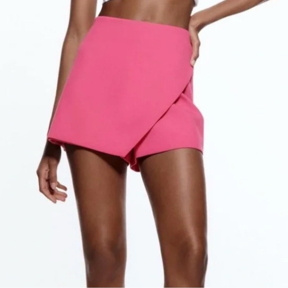 Zara Hot Pink Mini Skort Size Medium Skirt NWT Wrap Style Barbiecore Y2K